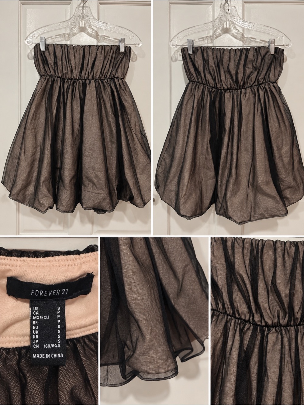 Forever 21 Black Mesh Strapless Mini Dress Size Small